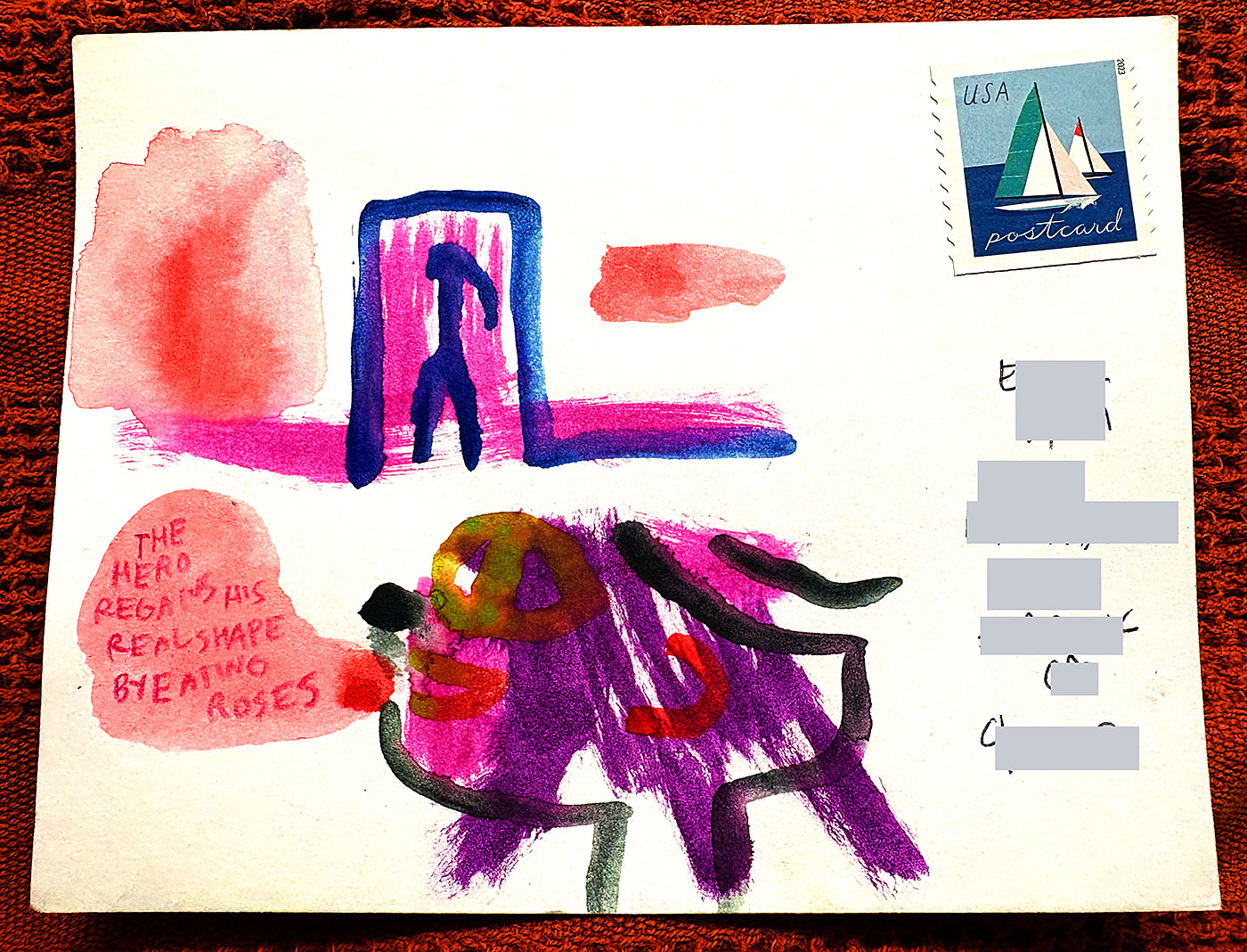 Postcard drawing sent to send cheer