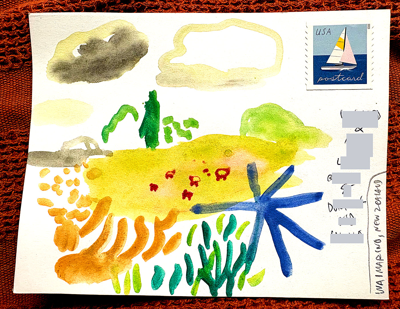 Postcard drawing sent to send cheer