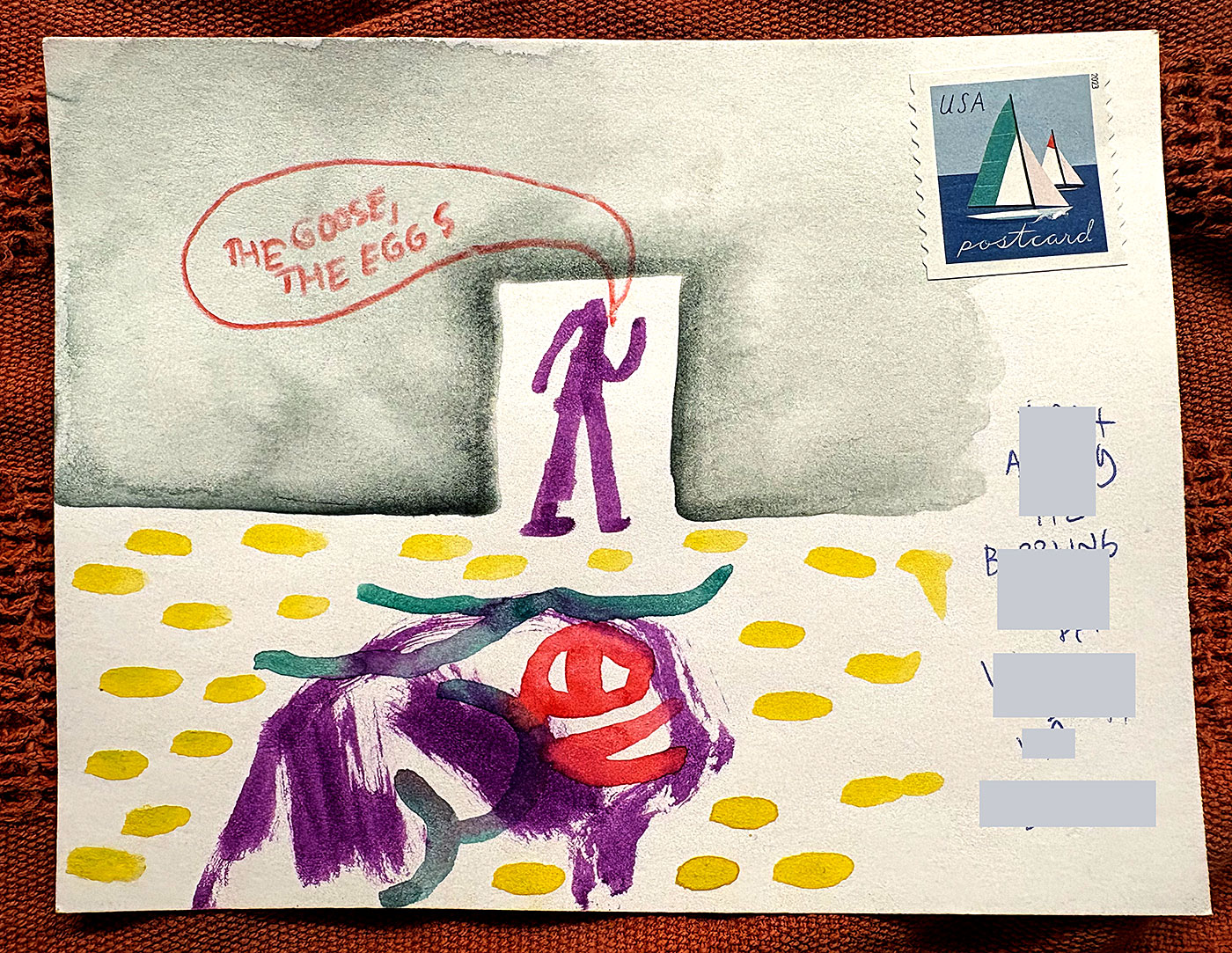 Postcard drawing sent to send cheer