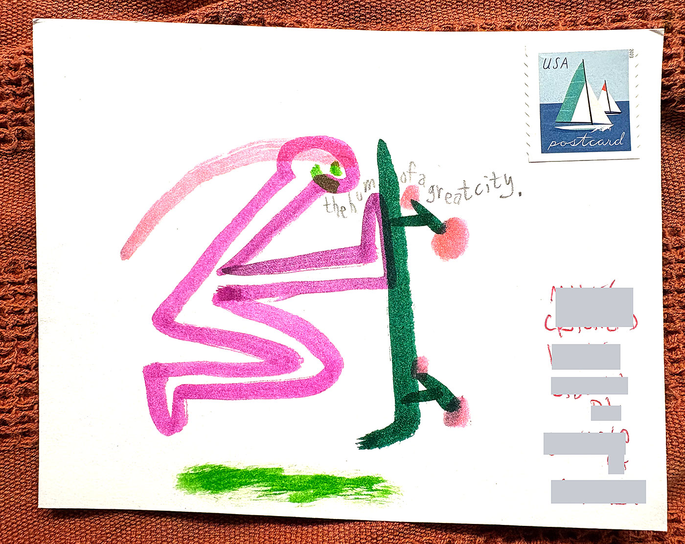 Postcard drawing sent to send cheer