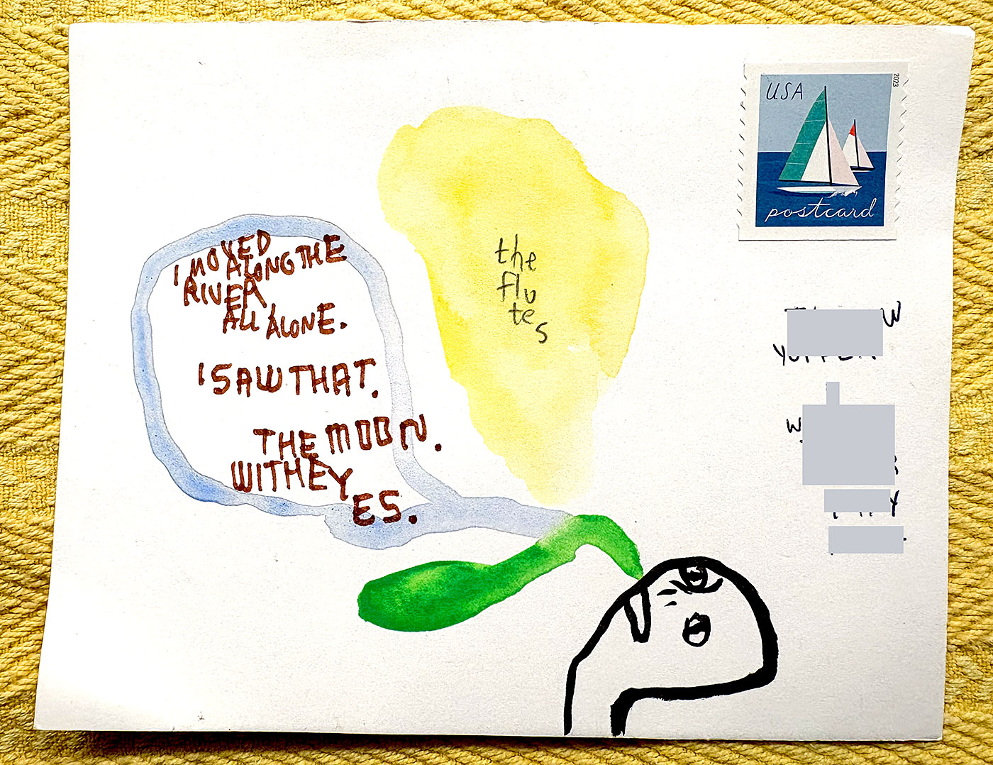 Postcard drawing sent to send cheer