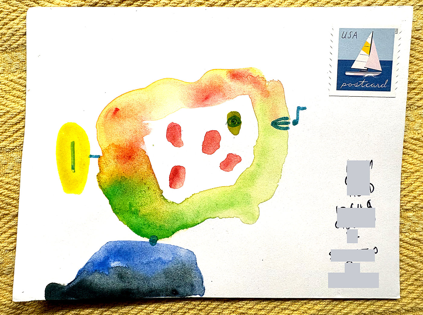 Postcard drawing sent to send cheer