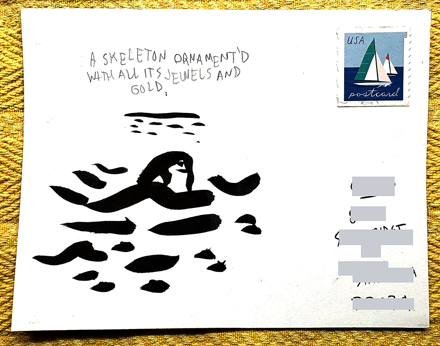 Postcard drawing sent to send cheer