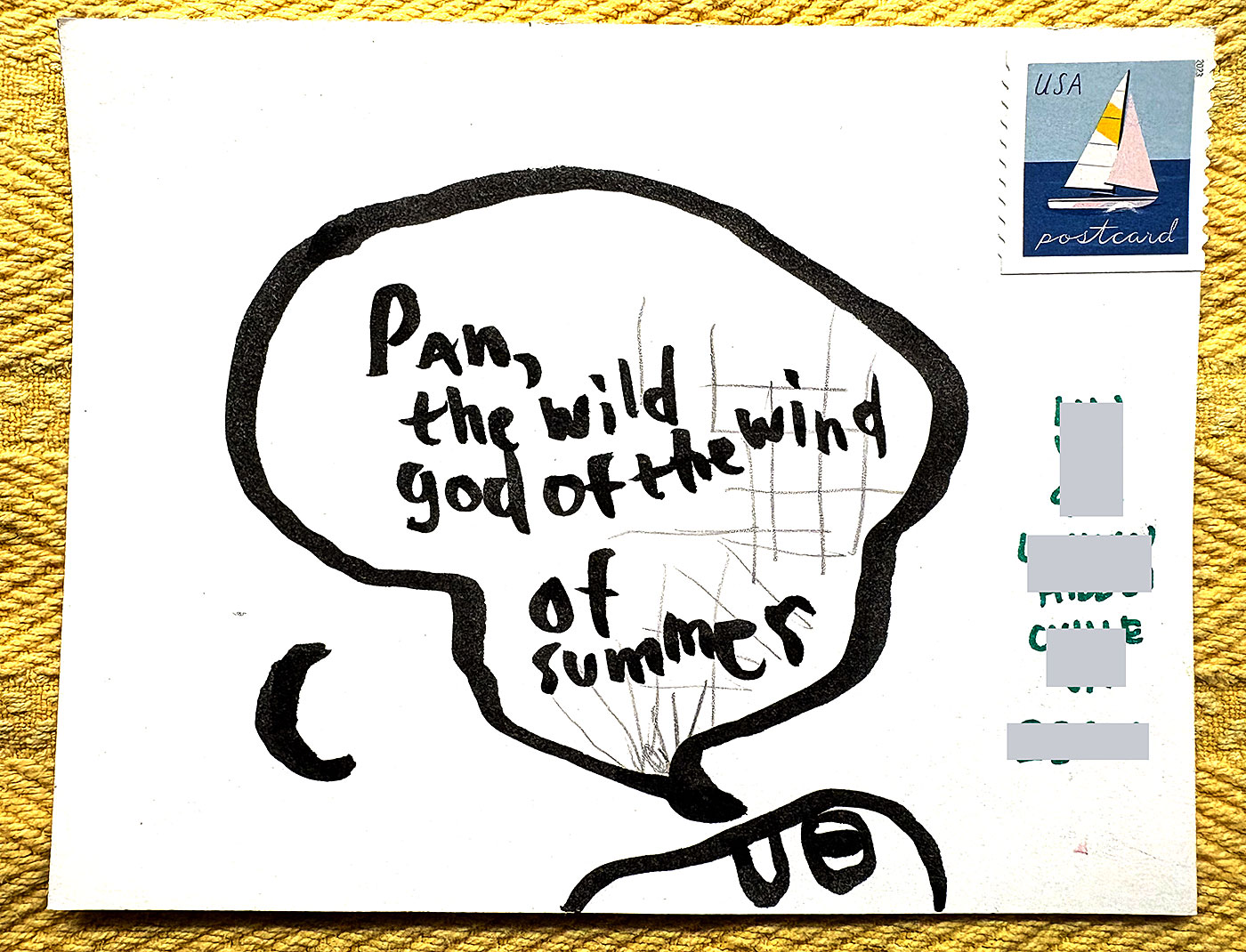 Postcard drawing sent to send cheer