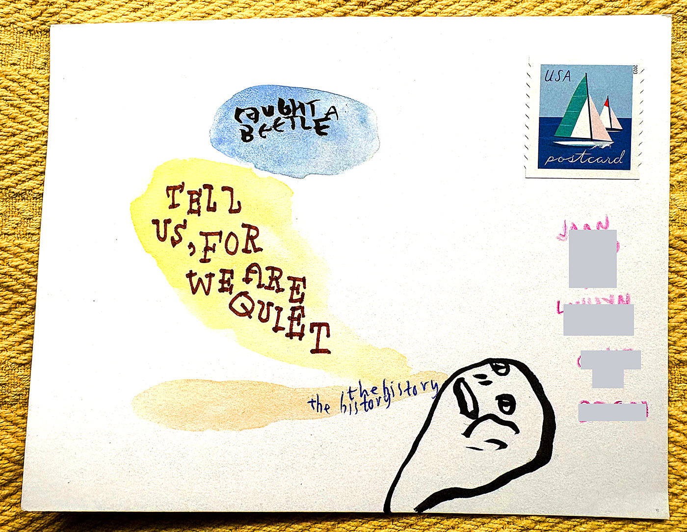 Postcard drawing sent to send cheer