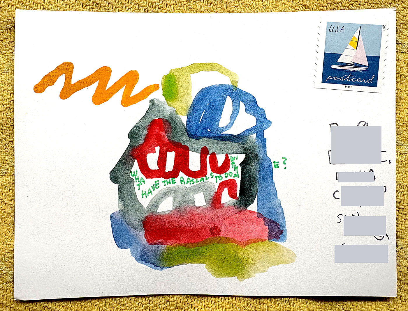 Postcard drawing sent to send cheer