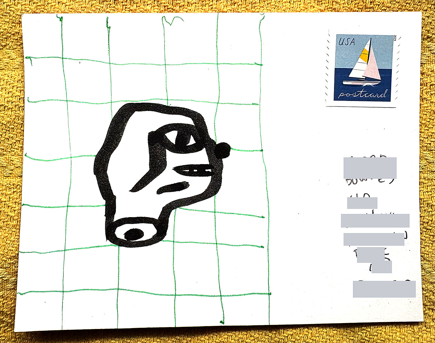 Postcard drawing sent to send cheer