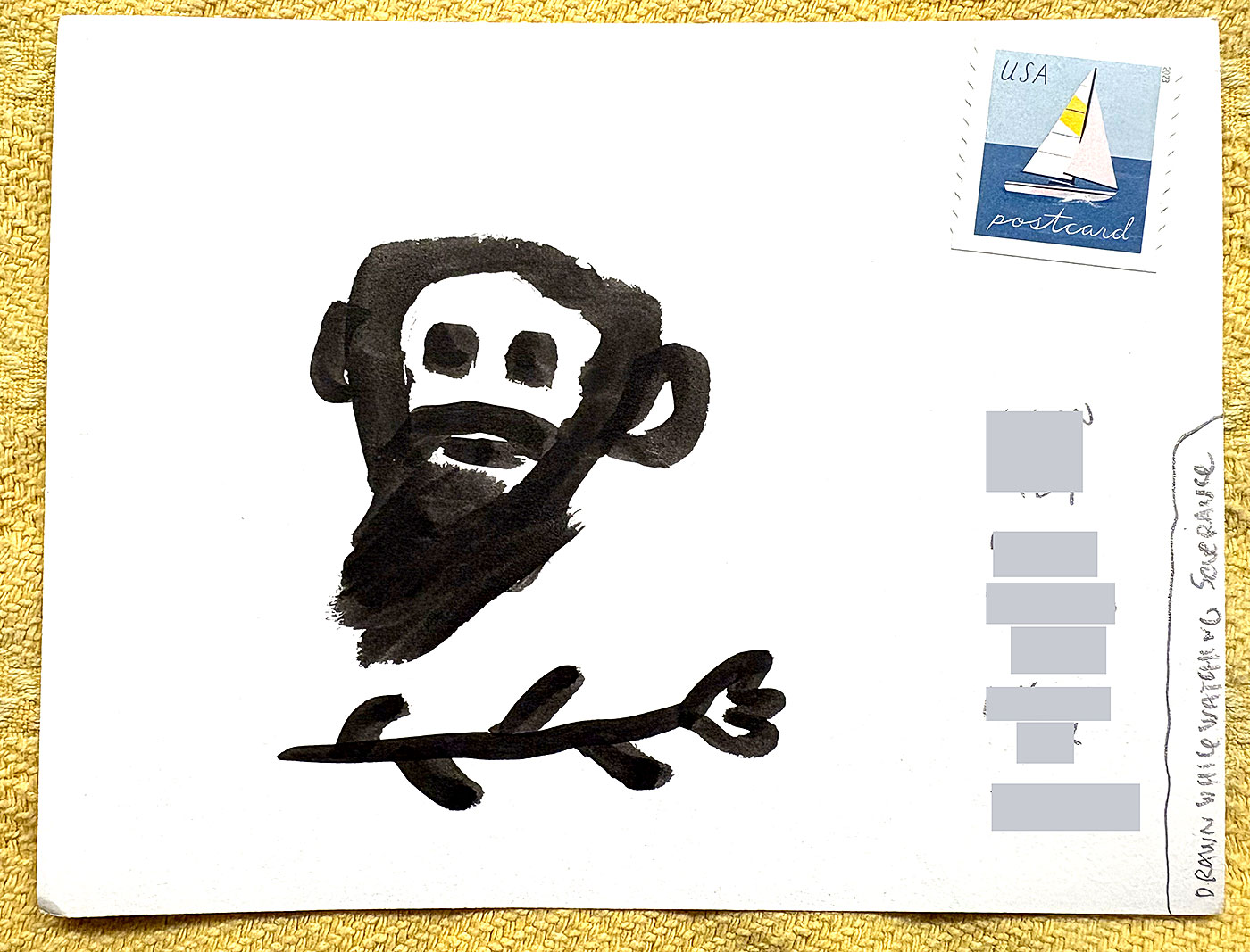 Postcard drawing sent to send cheer