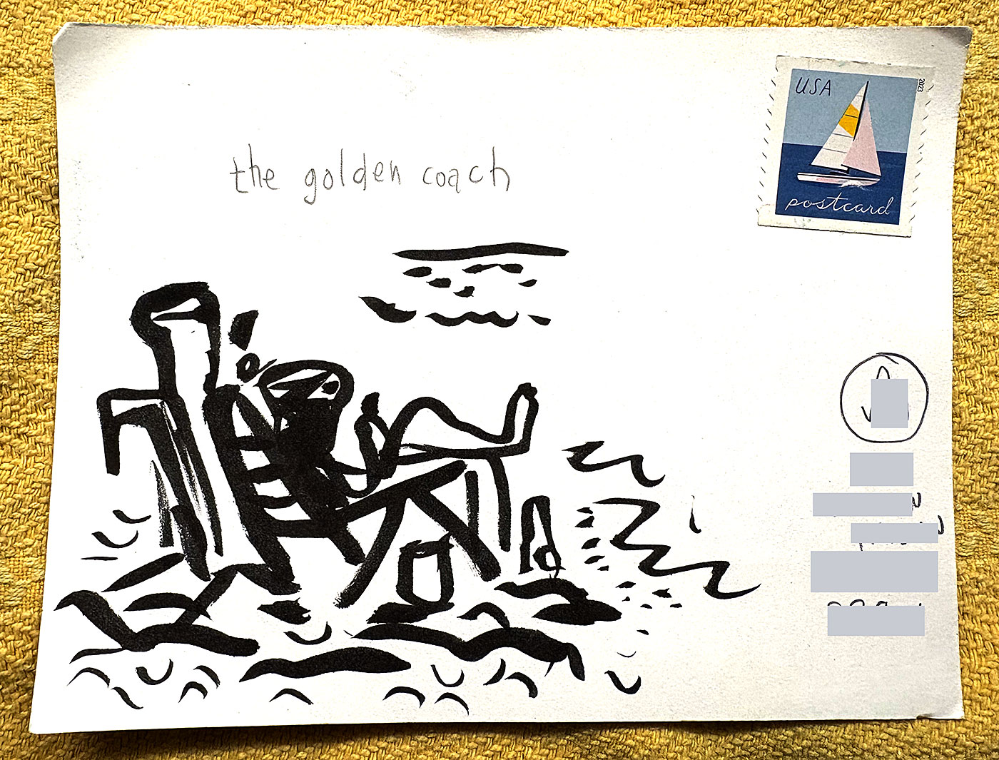 Postcard drawing sent to send cheer