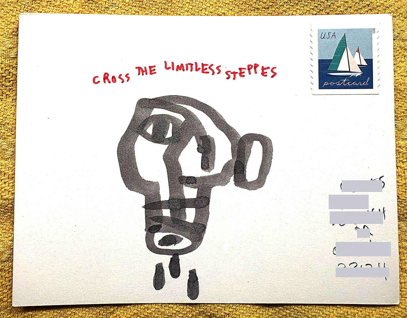 Postcard drawing sent to send cheer