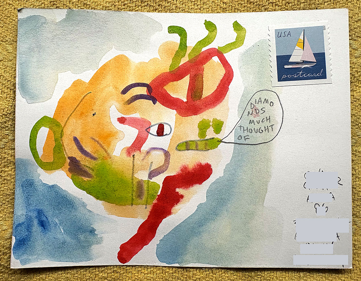 Postcard drawing sent to send cheer