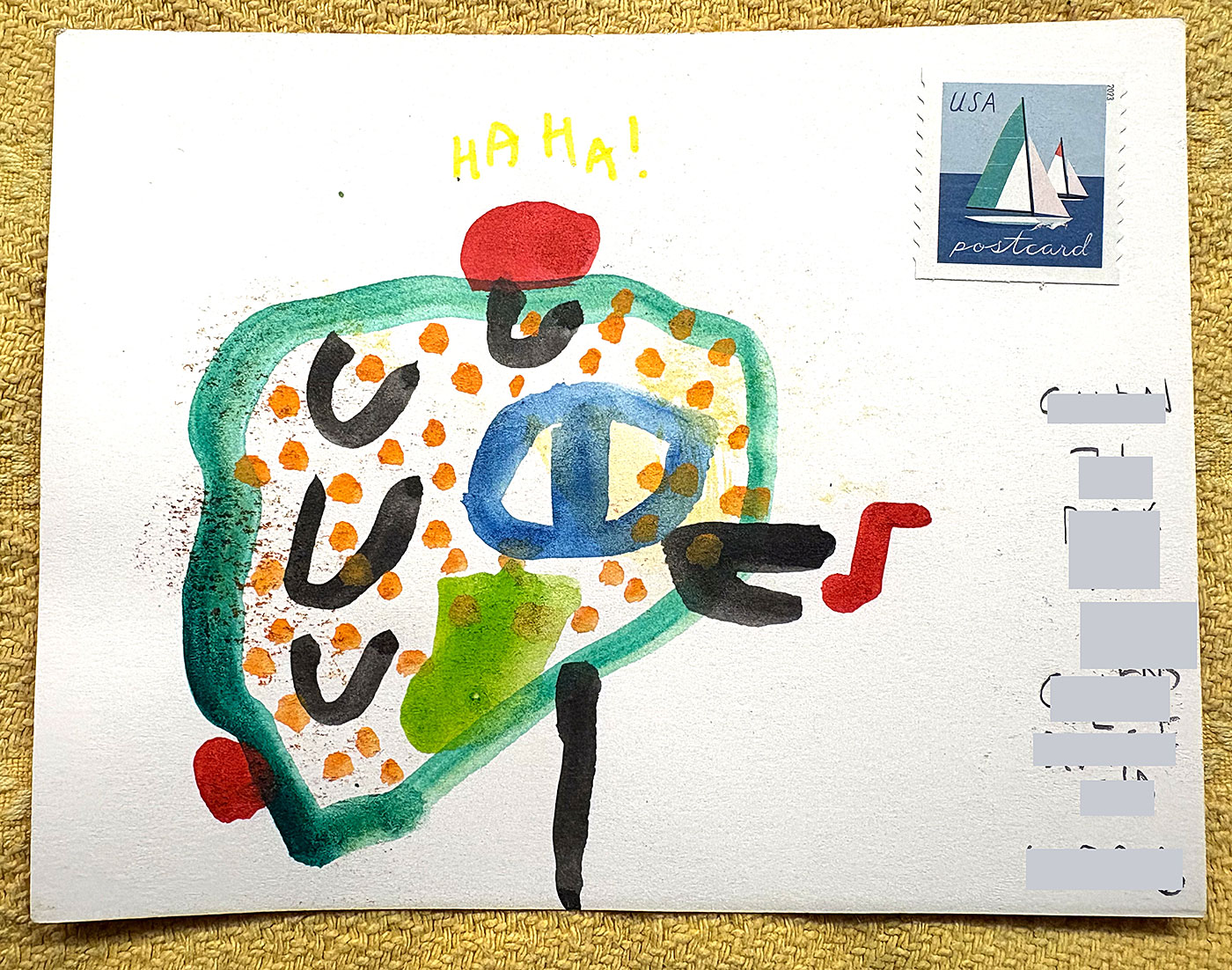 Postcard drawing sent to send cheer