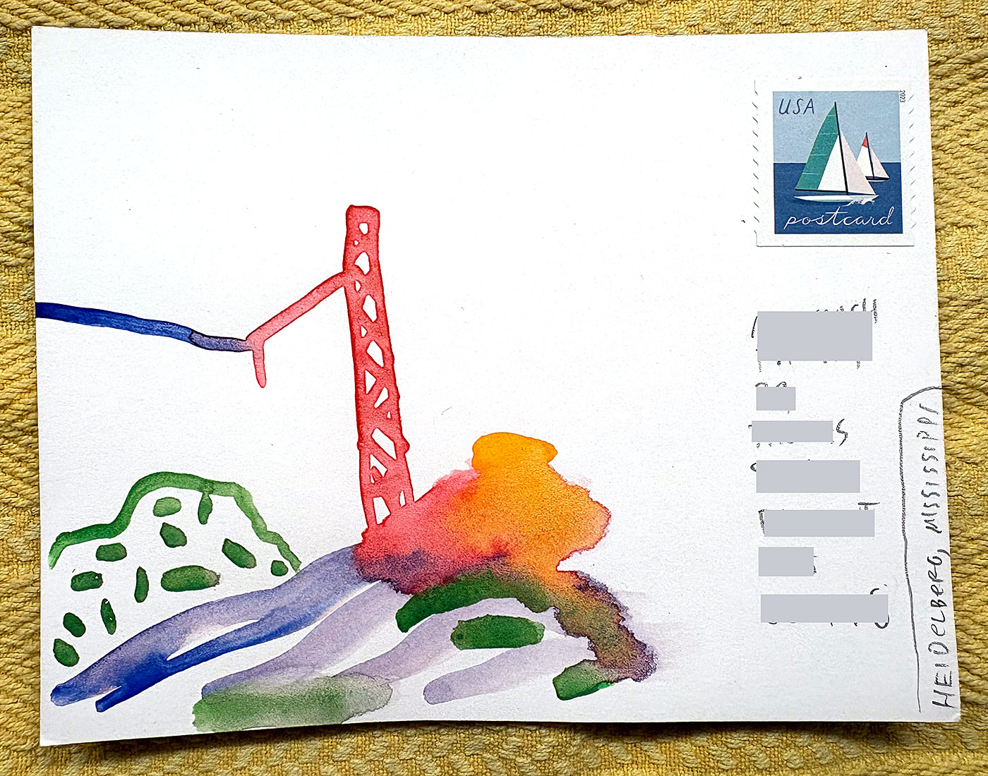Postcard drawing sent to send cheer
