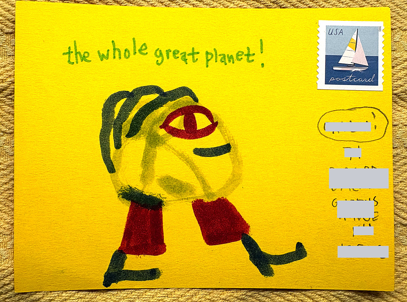 Postcard drawing sent to send cheer