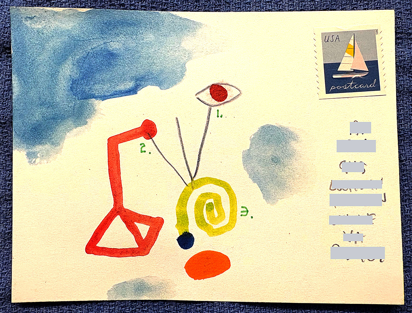 Postcard drawing sent to send cheer