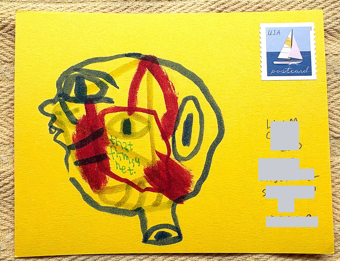 Postcard drawing sent to send cheer