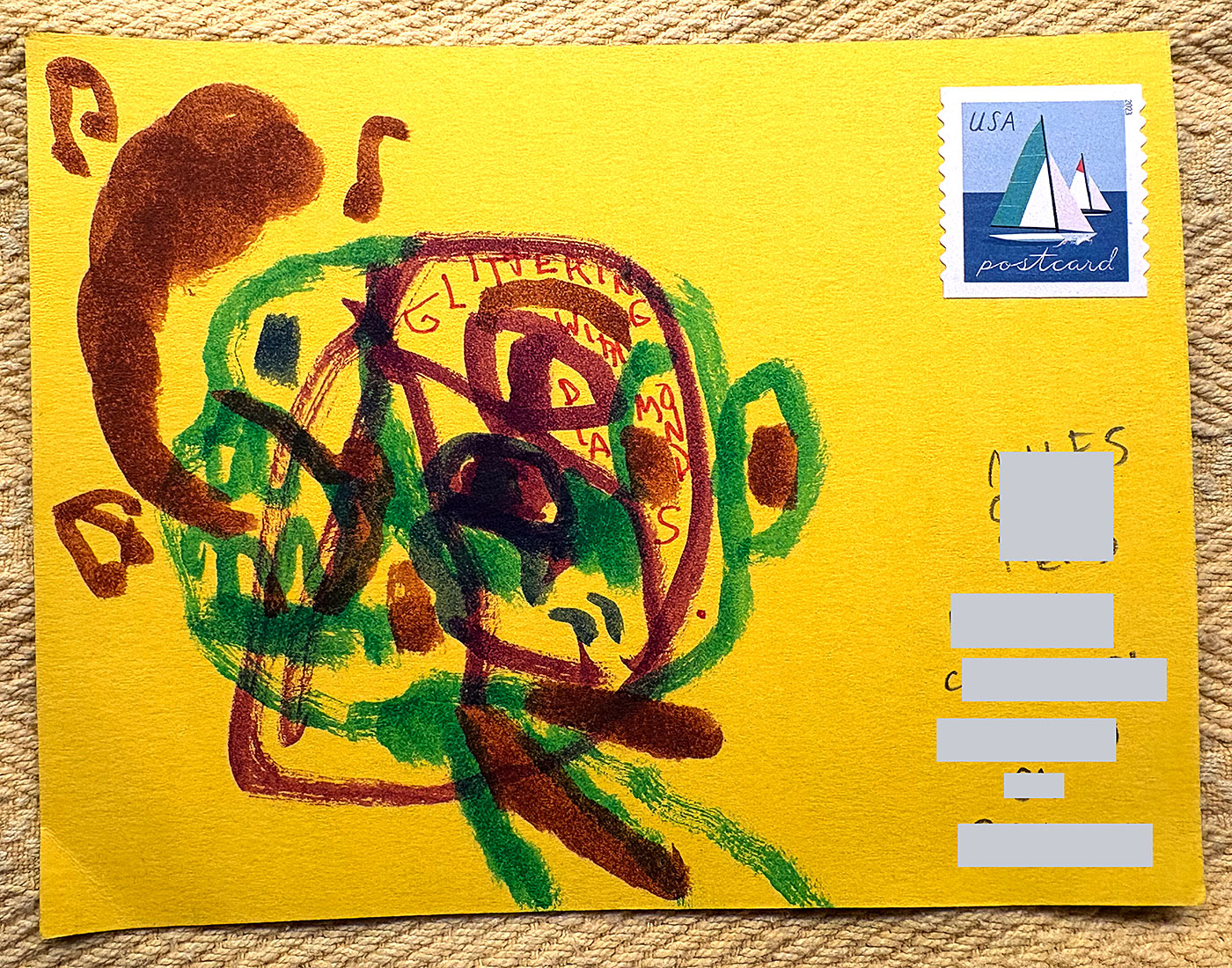 Postcard drawing sent to send cheer