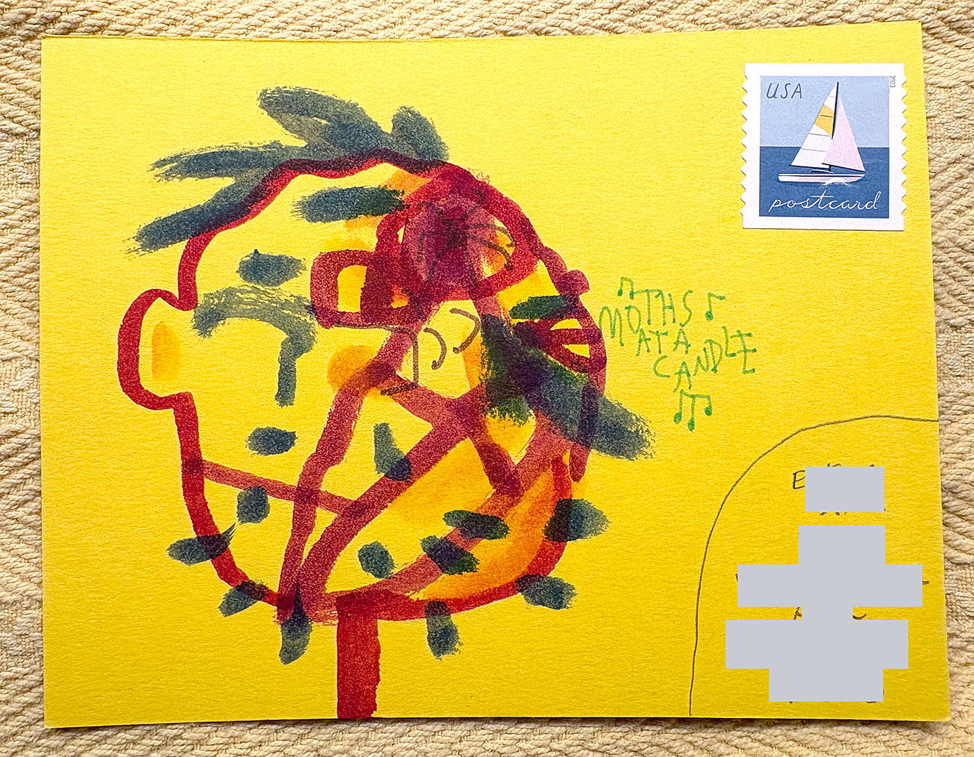 Postcard drawing sent to send cheer