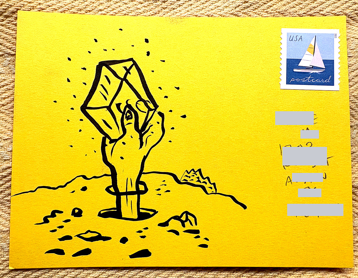 Postcard drawing sent to send cheer