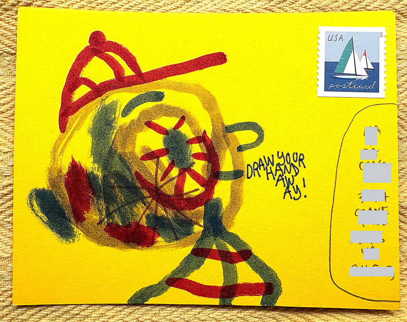 Postcard drawing sent to send cheer