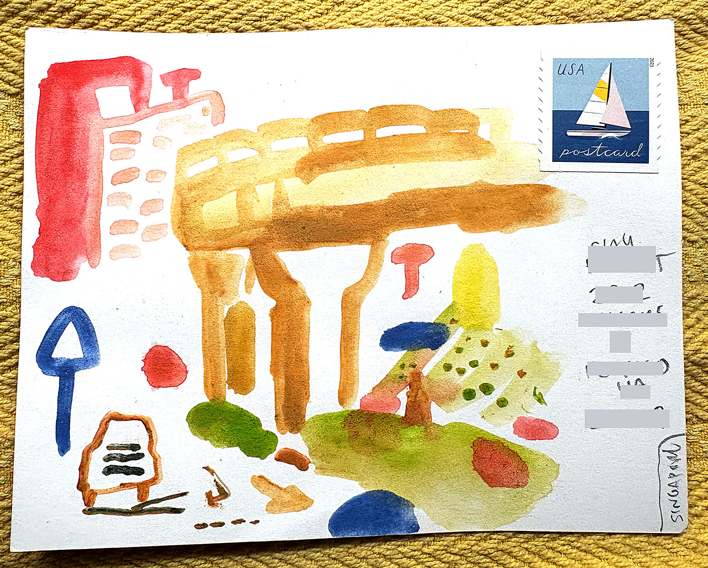 Postcard drawing sent to send cheer